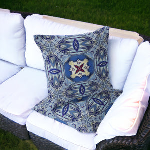 Homeroots Set Of Two 16" X 16" Blue And Green Blown Seam Floral Indoor Outdoor Throw Pillow  Polyester 535605