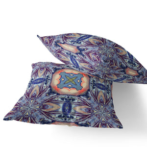 Homeroots Set Of Two 16" X 16" Blue And Pink Blown Seam Floral Indoor Outdoor Throw Pillow  Polyester 535606