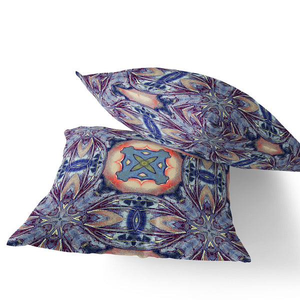Homeroots Set Of Two 16" X 16" Blue And Pink Blown Seam Floral Indoor Outdoor Throw Pillow  Polyester 535606