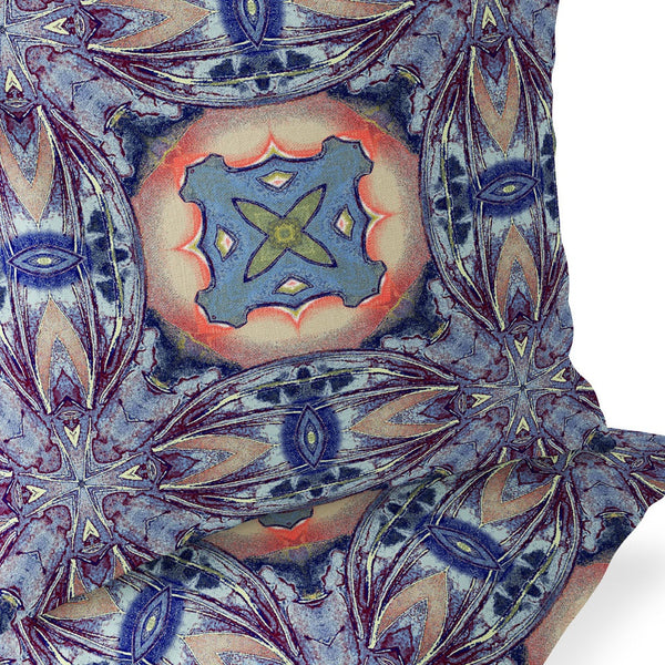 Homeroots Set Of Two 16" X 16" Blue And Pink Blown Seam Floral Indoor Outdoor Throw Pillow  Polyester 535606