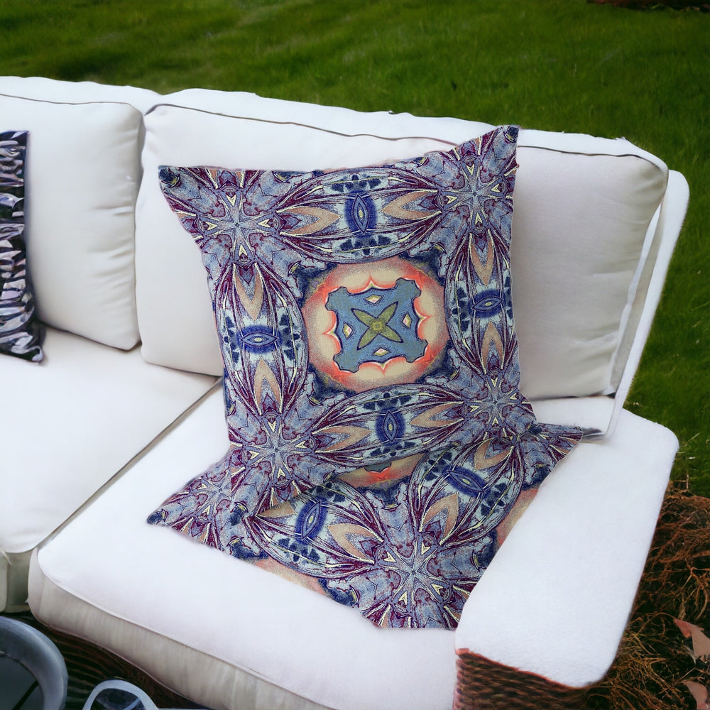 Homeroots Set Of Two 16" X 16" Blue And Pink Blown Seam Floral Indoor Outdoor Throw Pillow  Polyester 535606