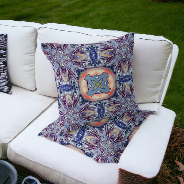 Homeroots Set Of Two 16" X 16" Blue And Pink Blown Seam Floral Indoor Outdoor Throw Pillow  Polyester 535606