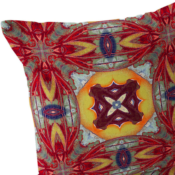 Homeroots Set Of Two 16" X 16" Green And Red Blown Seam Floral Indoor Outdoor Throw Pillow  Polyester 535607