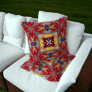 Homeroots Set Of Two 16" X 16" Green And Red Blown Seam Floral Indoor Outdoor Throw Pillow  Polyester 535607