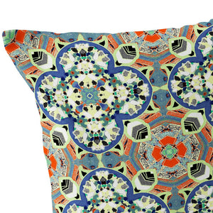 Homeroots Set Of Two 16" X 16" Blue And Orange Blown Seam Floral Indoor Outdoor Throw Pillow  Polyester 535610