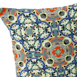 Homeroots Set Of Two 16" X 16" Blue And Orange Blown Seam Floral Indoor Outdoor Throw Pillow  Polyester 535610