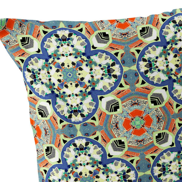 Homeroots Set Of Two 16" X 16" Blue And Orange Blown Seam Floral Indoor Outdoor Throw Pillow  Polyester 535610