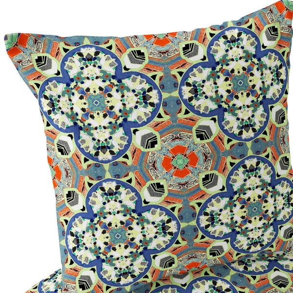 Homeroots Set Of Two 16" X 16" Blue And Orange Blown Seam Floral Indoor Outdoor Throw Pillow  Polyester 535610