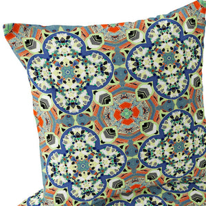 Homeroots Set Of Two 16" X 16" Blue And Orange Blown Seam Floral Indoor Outdoor Throw Pillow  Polyester 535610