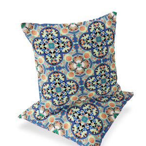 Homeroots Set Of Two 16" X 16" Blue And Purple Blown Seam Floral Indoor Outdoor Throw Pillow  Polyester 535612
