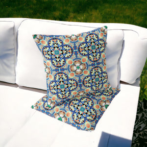 Homeroots Set Of Two 16" X 16" Blue And Purple Blown Seam Floral Indoor Outdoor Throw Pillow  Polyester 535612