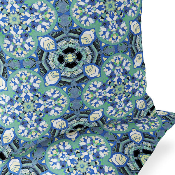 Homeroots Set Of Two 16" X 16" Blue And Black Blown Seam Floral Indoor Outdoor Throw Pillow  Polyester 535613