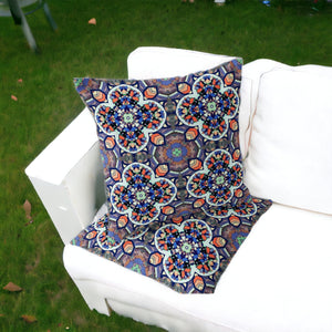 Homeroots Set Of Two 16" X 16" Gray And Orange Blown Seam Floral Indoor Outdoor Throw Pillow  Polyester 535614