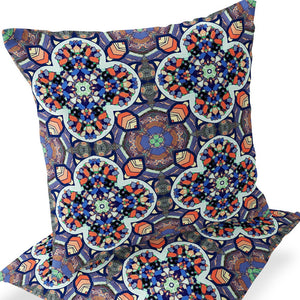 Homeroots Set Of Two 16" X 16" Gray And Orange Blown Seam Floral Indoor Outdoor Throw Pillow  Polyester 535614