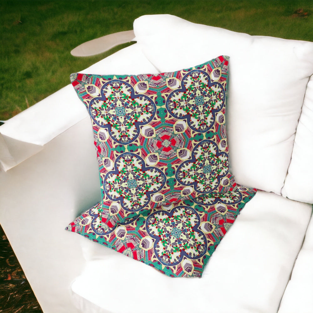 Homeroots Set Of Two 16" X 16" Green And Pink Blown Seam Floral Indoor Outdoor Throw Pillow  Polyester 535615