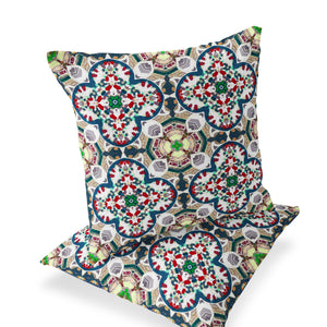 Homeroots Set Of Two 16" X 16" Green And White Blown Seam Floral Indoor Outdoor Throw Pillow  Polyester 535617