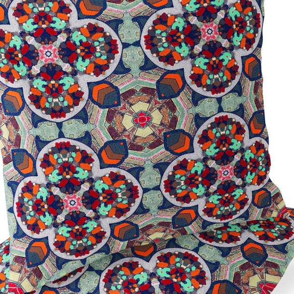 Homeroots Set Of Two 16" X 16" Blue And Orange Blown Seam Floral Indoor Outdoor Throw Pillow  Polyester 535623