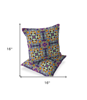 Homeroots Set Of Two 16" X 16" Purple And White Blown Seam Floral Indoor Outdoor Throw Pillow  Polyester 535626