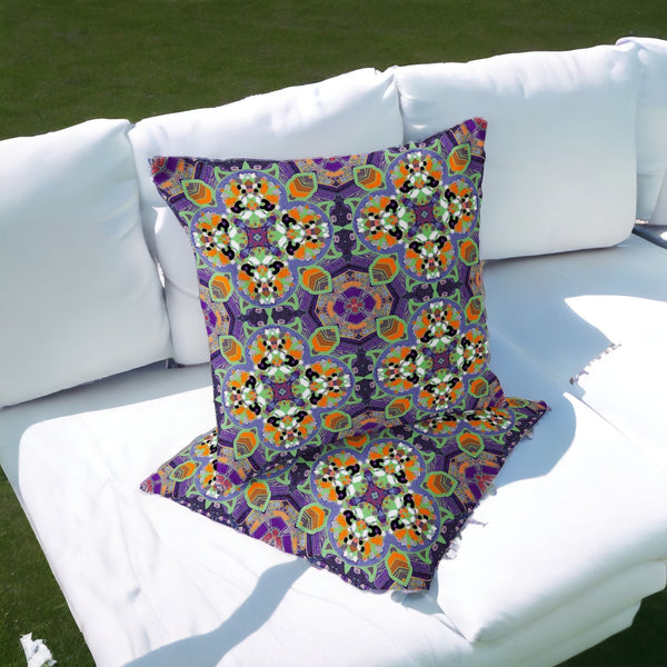 Homeroots Set Of Two 16" X 16" Purple And White Blown Seam Floral Indoor Outdoor Throw Pillow  Polyester 535626