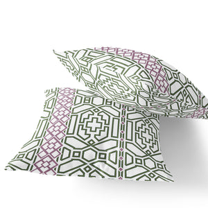 Homeroots Set Of Two 16" X 16" Green And White Blown Seam Geometric Indoor Outdoor Throw Pillow  Polyester 535630