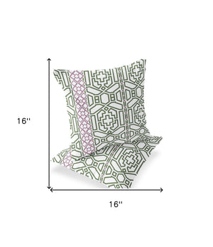 Homeroots Set Of Two 16" X 16" Green And White Blown Seam Geometric Indoor Outdoor Throw Pillow  Polyester 535630