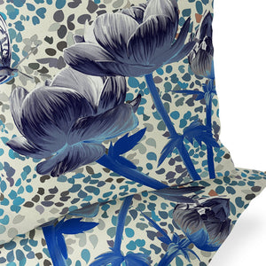 Homeroots Set Of Two 16" X 16" Blue And Gray Butterfly Blown Seam Floral Indoor Outdoor Throw Pillow  Polyester 535632