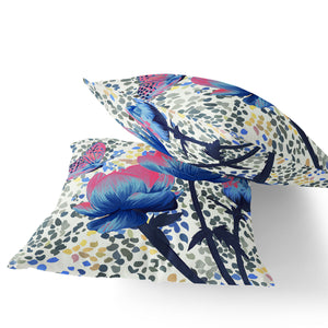 Homeroots Set Of Two 16" X 16" Blue And Pink Butterfly Blown Seam Floral Indoor Outdoor Throw Pillow  Polyester 535643