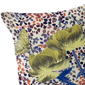 Homeroots Set Of Two 16" X 16" Blue And Yellow Butterfly Blown Seam Floral Indoor Outdoor Throw Pillow  Polyester 535645