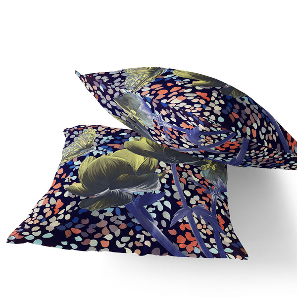 Homeroots Set Of Two 16" X 16" Pink And Purple Butterfly Blown Seam Floral Indoor Outdoor Throw Pillow  Polyester 535646