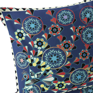 Homeroots Set Of Two 16" X 16" Blue And Off White Peacock Blown Seam Floral Indoor Outdoor Throw Pillow  Polyester 535649
