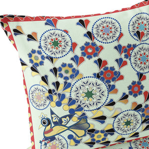 Homeroots Set Of Two 16" X 16" Green And Red Peacock Blown Seam Floral Indoor Outdoor Throw Pillow  Polyester 535658