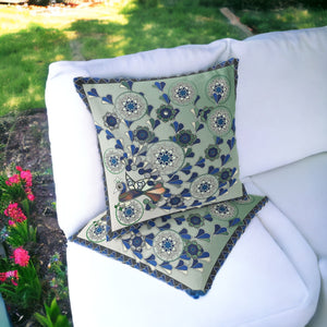 Homeroots Set Of Two 16" X 16" Green And Brown Peacock Blown Seam Floral Indoor Outdoor Throw Pillow  Polyester 535659