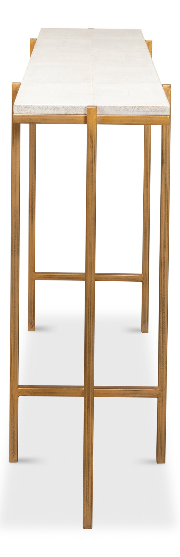 Sarreid Shagreen Console Table - Elegant Osprey White Finish With Durable Iron And Leather Design White  53566-4