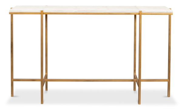 Sarreid Shagreen Console Table - Elegant Osprey White Finish With Durable Iron And Leather Design White  53566-4