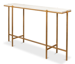 Sarreid Shagreen Console Table - Elegant Osprey White Finish With Durable Iron And Leather Design White  53566-4