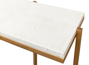 Sarreid Shagreen Console Table - Elegant Osprey White Finish With Durable Iron And Leather Design White  53566-4