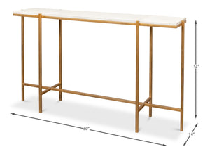 Sarreid Shagreen Console Table - Elegant Osprey White Finish With Durable Iron And Leather Design White  53566-4