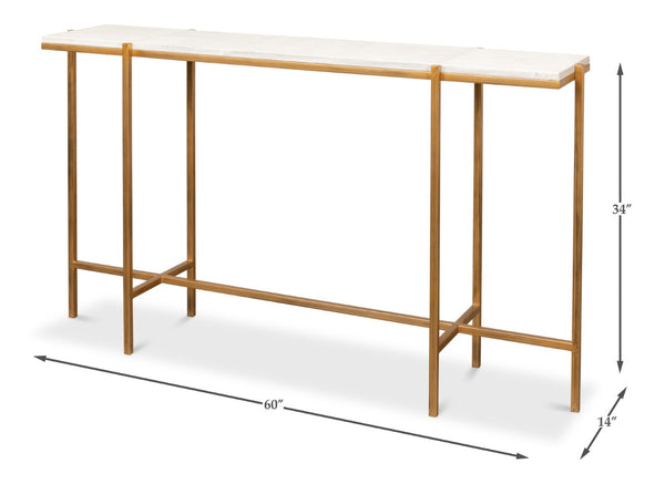 Sarreid Shagreen Console Table - Elegant Osprey White Finish With Durable Iron And Leather Design White  53566-4