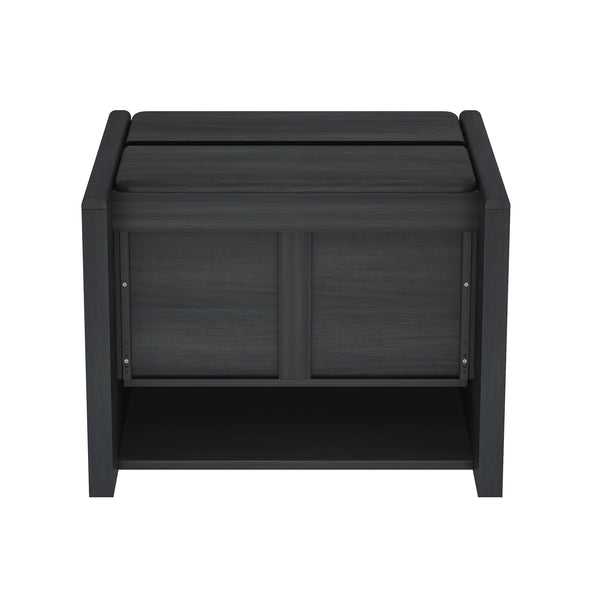 English Elm Linda Charcoal Gray 24" Nightstand with 2 Soft-Close Drawers, Minimalist Wood-Grain Accent for Bedroom B365P398185