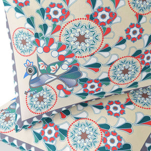 Homeroots Set Of Two 16" X 16" Green And Red Peacock Blown Seam Floral Indoor Outdoor Throw Pillow  Polyester 535664