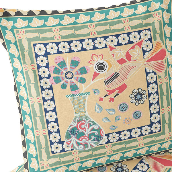 Homeroots Set Of Two 16" X 16" Green And Pink Peacock Blown Seam Floral Indoor Outdoor Throw Pillow  Polyester 535668