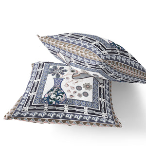 Homeroots Set Of Two 16" X 16" Beige And Orange Peacock Blown Seam Floral Indoor Outdoor Throw Pillow  Polyester 535671