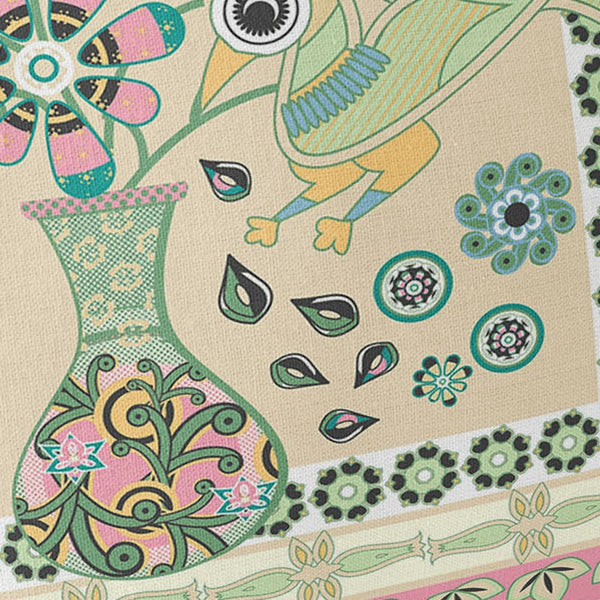 Homeroots Set Of Two 16" X 16" Beige And Pink Peacock Blown Seam Floral Indoor Outdoor Throw Pillow  Polyester 535675