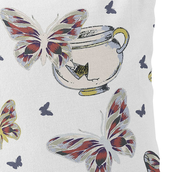 Homeroots Set Of Two 16" X 16" Blue And White Butterfly Blown Seam Animal Print Indoor Outdoor Throw Pillow  Polyester 535685