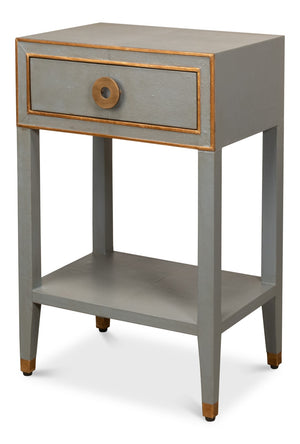 Sarreid Gabriella Shagreen Nightstand In Storm Grey With Elegant Brass Hardware – Stylish & Durable Design Grey  53569-2