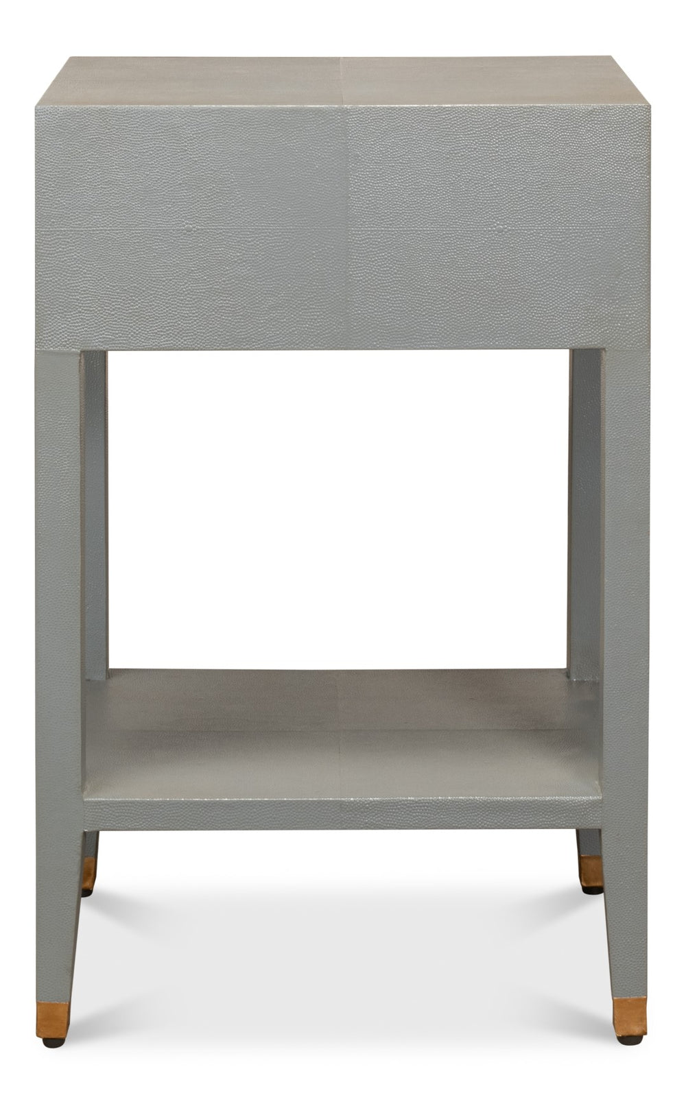 Sarreid Gabriella Shagreen Nightstand In Storm Grey With Elegant Brass Hardware – Stylish & Durable Design Grey  53569-2