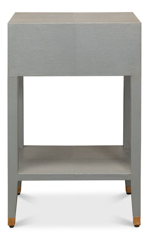 Sarreid Gabriella Shagreen Nightstand In Storm Grey With Elegant Brass Hardware – Stylish & Durable Design Grey  53569-2