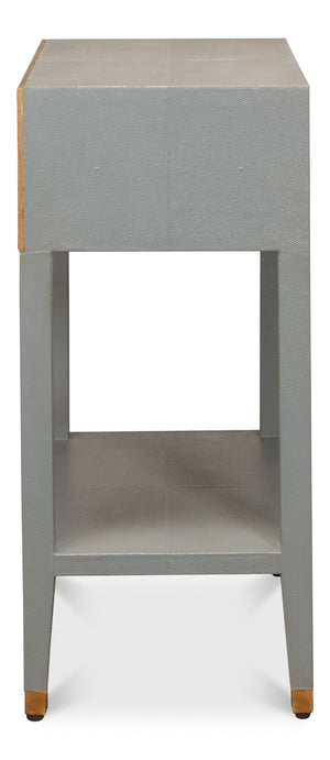 Sarreid Gabriella Shagreen Nightstand In Storm Grey With Elegant Brass Hardware – Stylish & Durable Design Grey  53569-2