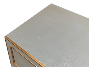 Sarreid Gabriella Shagreen Nightstand In Storm Grey With Elegant Brass Hardware – Stylish & Durable Design Grey  53569-2