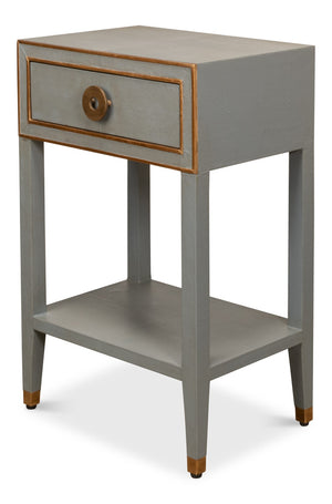 Sarreid Gabriella Shagreen Nightstand In Storm Grey With Elegant Brass Hardware – Stylish & Durable Design Grey  53569-2